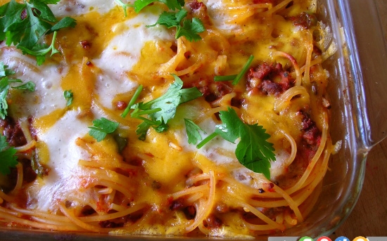 اسپاگتی پخته با پنیر